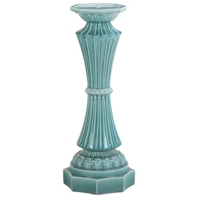 MAJOLICA SHAPED AND GLAZED PEDESTAL HAVING EGG AND DART DECORATION C 1890.