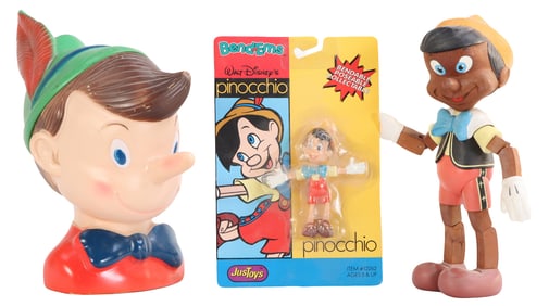 DISNEY'S PINOCCHIO COLLECTIBLES INCLUDES PELHAM & BOB BARKER JIMINY CRICKET MARIONETTES, WATCHES,