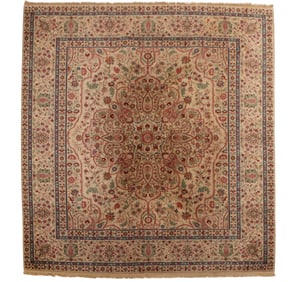 A KARASTAN TABRIZ MEDALLION AREA WOOL RUG 8'9"X 9'10"