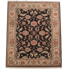 A KARASTAN ASHARA AGRA WOOL RUG IN BLACK 5'9"X9'