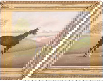 DAN W. SMITH (AMERICAN, 1865-1934) PASTEL PORTRAIT OF A RACEHORSE, TITLED "SUNSHINE" AND SIGNED