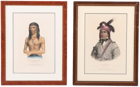 TWO MCKENNEY & HALL HAND-COLORED LITHOGRAPH PORTRAITS OF AN OJIBWE MAN AND A CREEK NATIVE