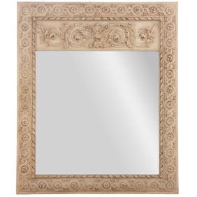 AN ELABORATE LOUIS XV STYLE PAINTED WALL HUNG MIRROR C 1930.