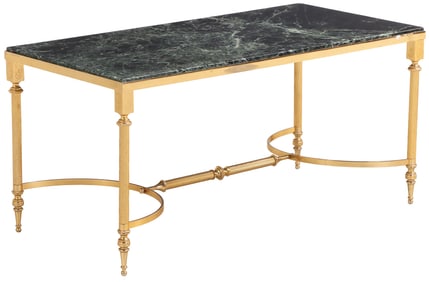 BRASS COFFEE TABLE WITH MARBLE TOP