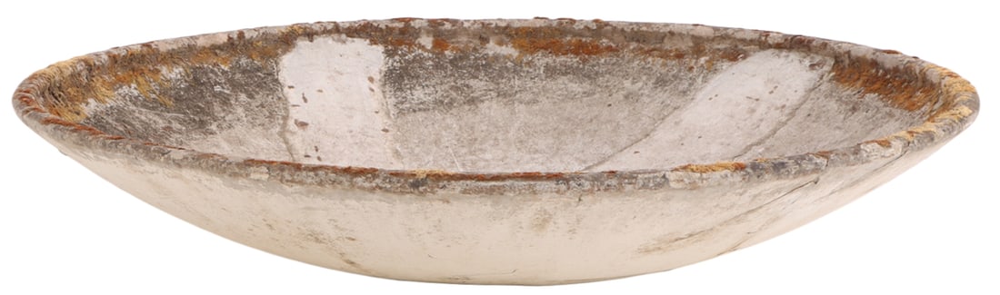 ONE OF TWO FRENCH LARGE ROUND CAST STONE PLANTERS DESIGNED BY WILLY GUHL C 1970. (1 of 6)