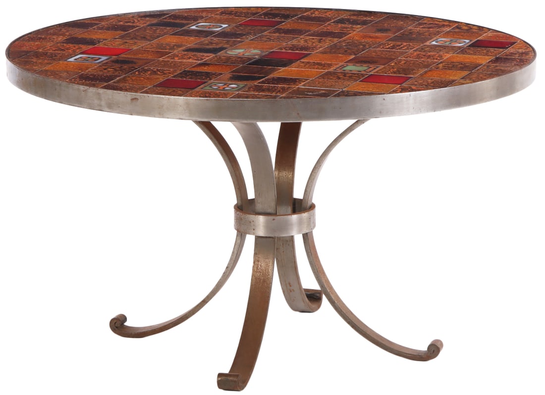 FRENCH IRON AND TILE TABLE C 1960. (1 of 6)