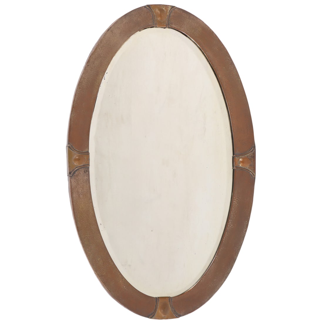 OVAL BRASS SECESSIONIST MIRROR C 1920. (1 of 4)