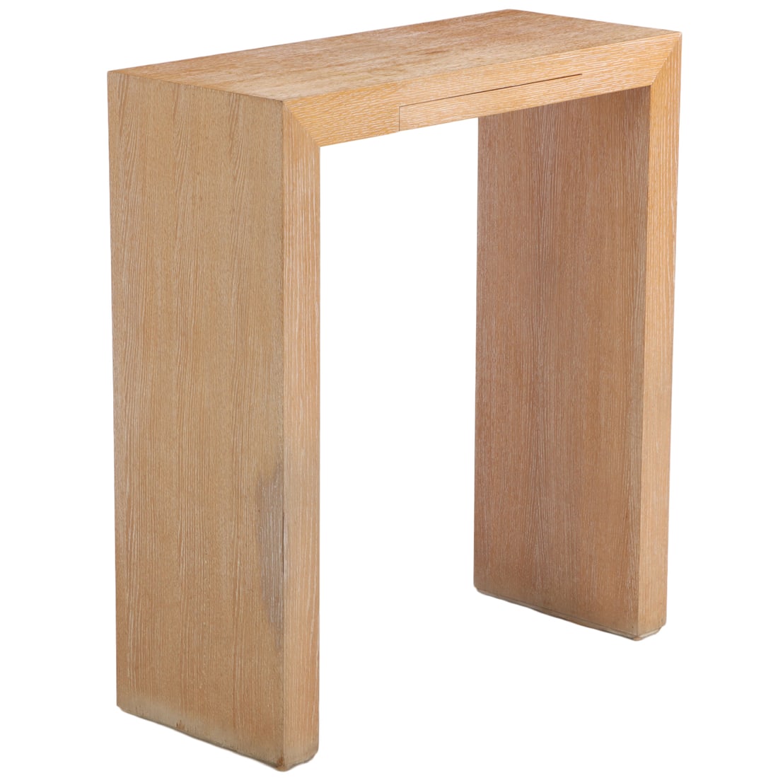 FRENCH CERUSED OAK CONSOLE TABLE IN THE MANNER OF JEAN-MICHEL FRANK. ENSUITE THE FOLLOWING LOT. (1 of 5)