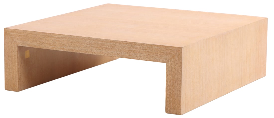 SUBSTANTIAL FRENCH CERUSED OAK COFFEE TABLE IN THE MANNER OF JEAN-MICHEL FRANK. (1 of 5)