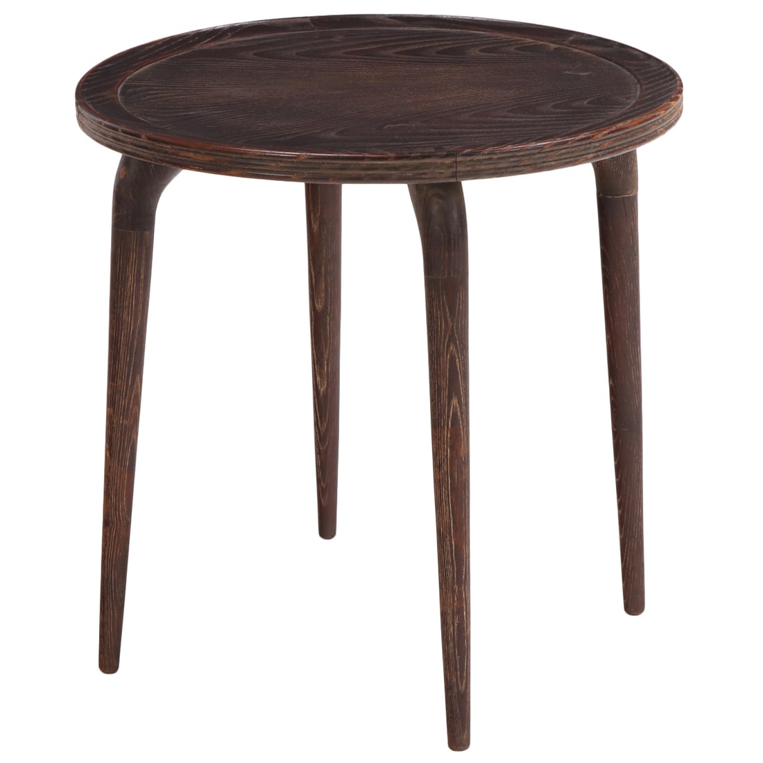 ROUND CERUSED OAK OCCASIONAL TABLE C 1940. (1 of 4)