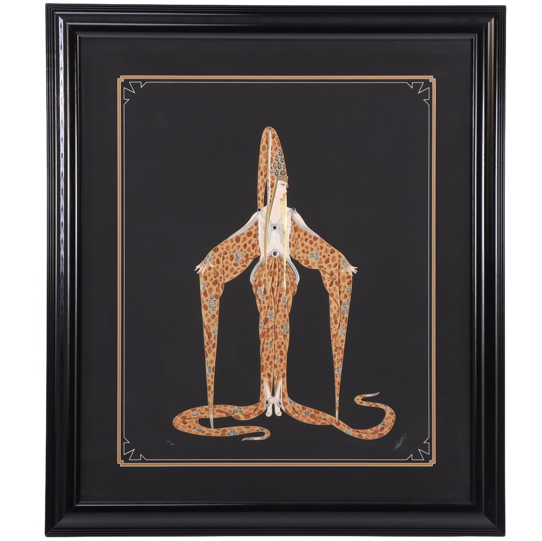 ERTE (RUSSIAN-FRENCH 1892-1990) "STARFISH" SIGNED SERIGRAPH, SILKSCREEN AND FOIL ON BLACK PAPER, (1 of 6)