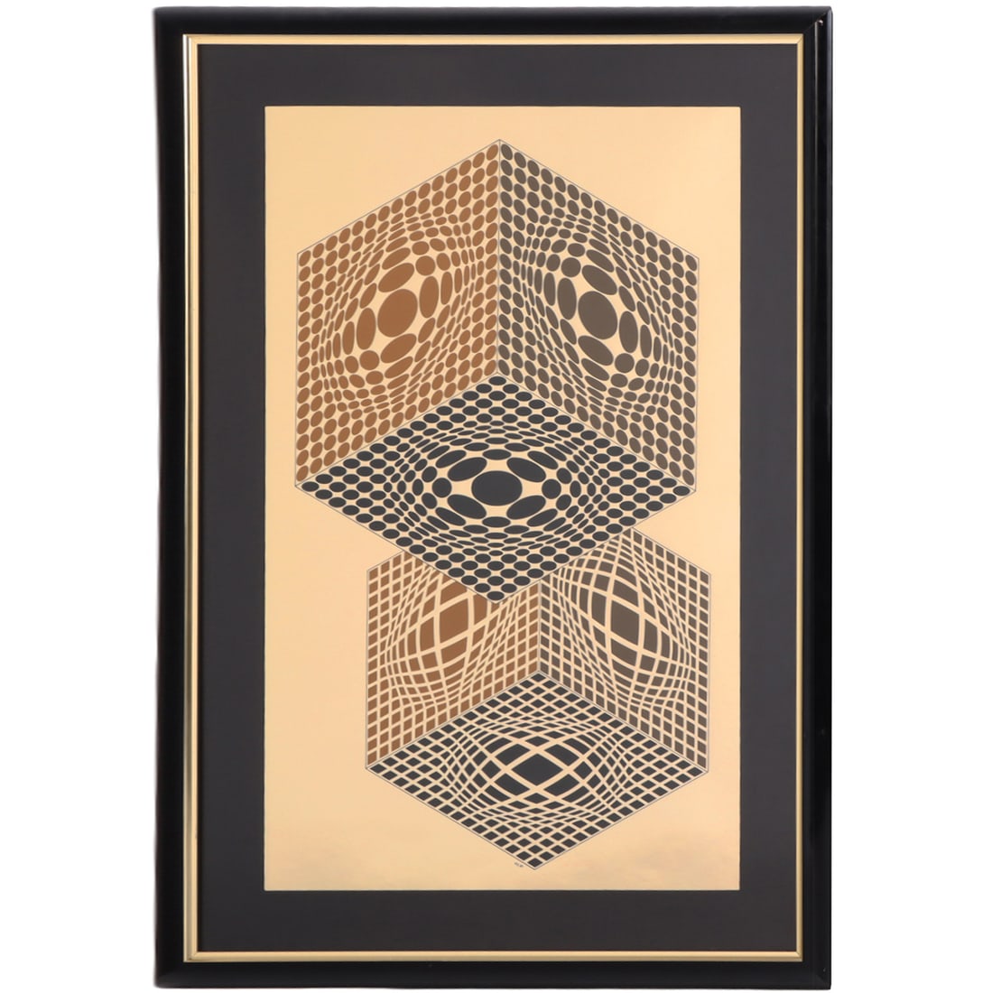 VICTOR VASARELY (HUNGARIAN 1906-1997) "VEGA KOCKA" OP-ART ABSTRACT SERIGRAPH ON FOIL, SIGNED EDITION (1 of 8)