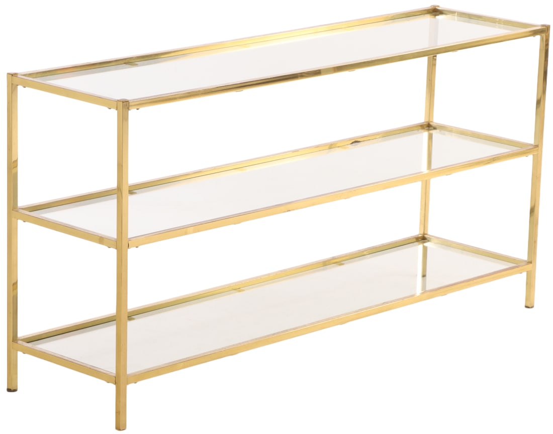 THREE TIER GRASS AND GLASS CONSOLE OR SOFA TABLE C 1970. (1 of 6)