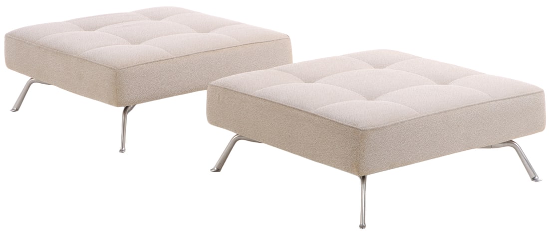 PAIR OF SMALA OTTOMANS BY LIGNE ROSE: Pair of Smala Ottomans by Ligne Rose Ht: 16.5" Wd: 40" Dpth: 40"