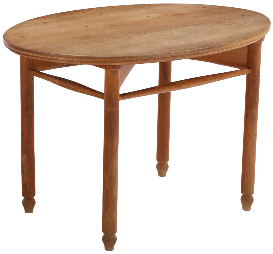 FRENCH OVAL ELM TABLE C 1940. (1 of 5)