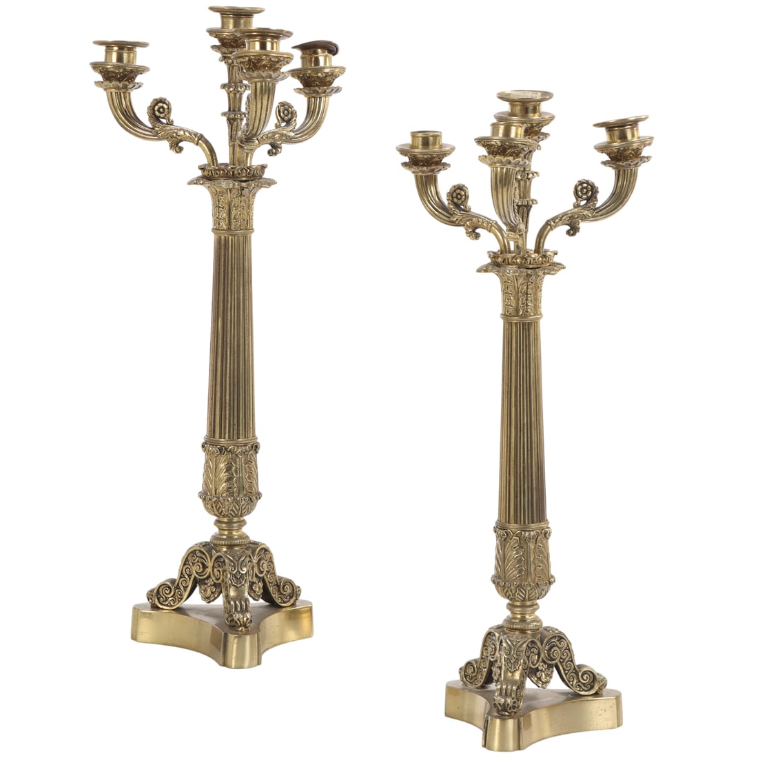 PAIR OF FRENCH EMPIRE STYLE CANDELABRAS C. 1900. (1 of 5)