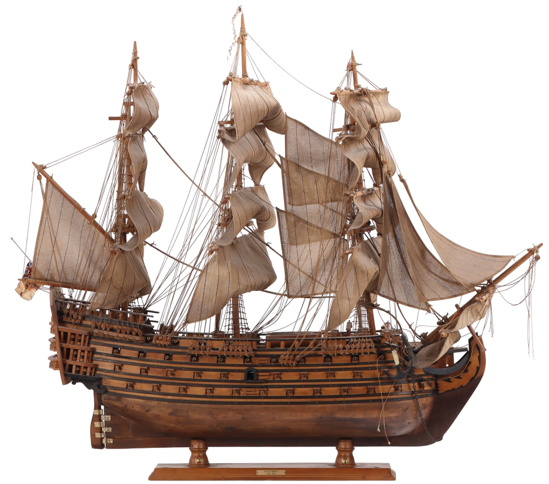 LARGE WOODEN SHIP MODEL OF HMS VICTORY (1 of 8)