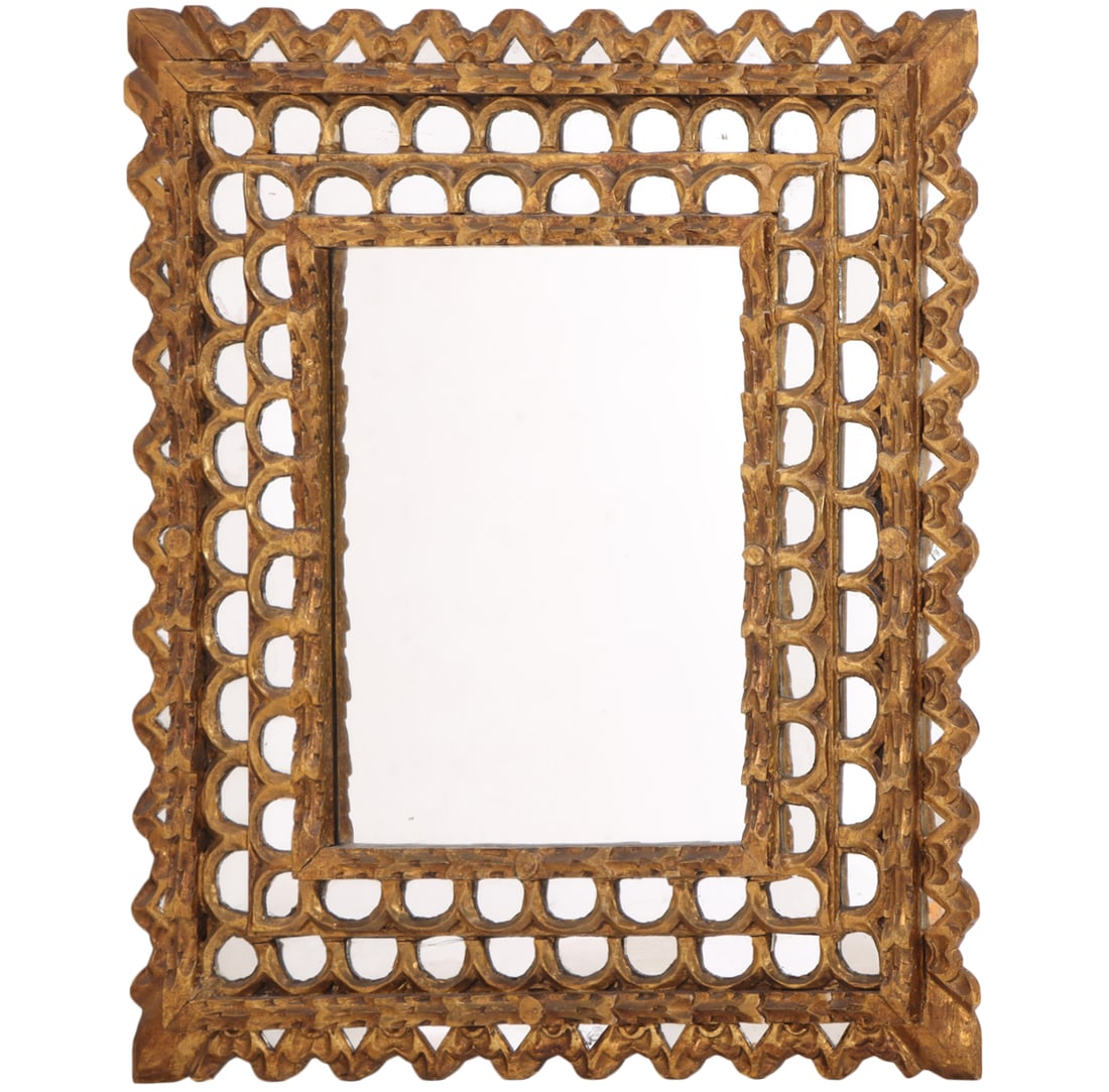 CARVED AND GILTWOOD MIRROR C 1960. (1 of 4)