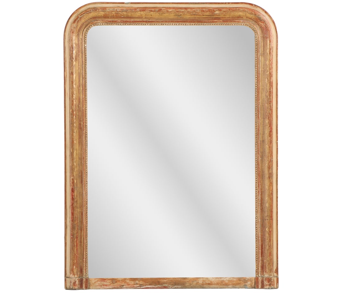 53" FRENCH GILTWOOD MIRROR IN THE LOUIS PHILIPPE STYLE C 1860. (1 of 6)