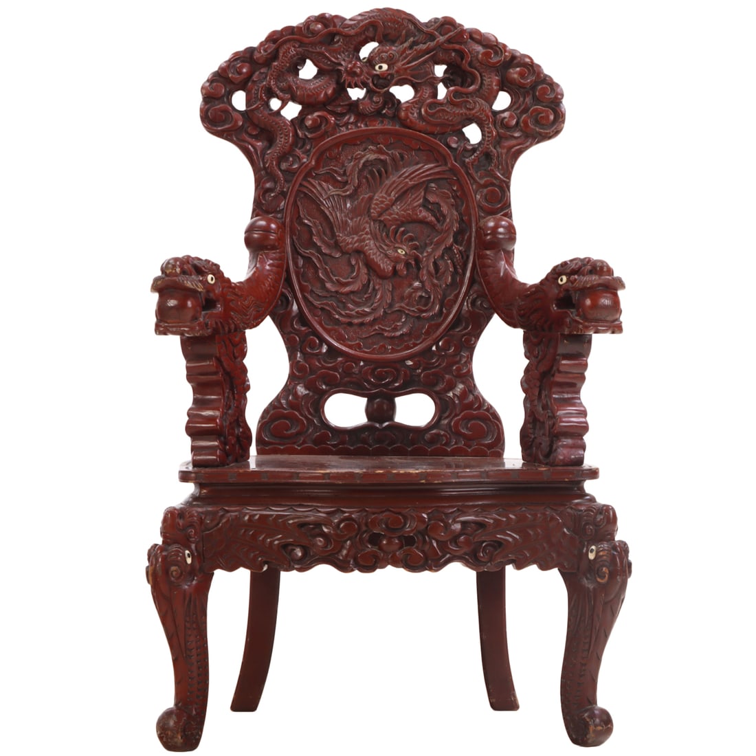 CHINESE CARVED ARM CHAIR C 1920. (1 of 6)