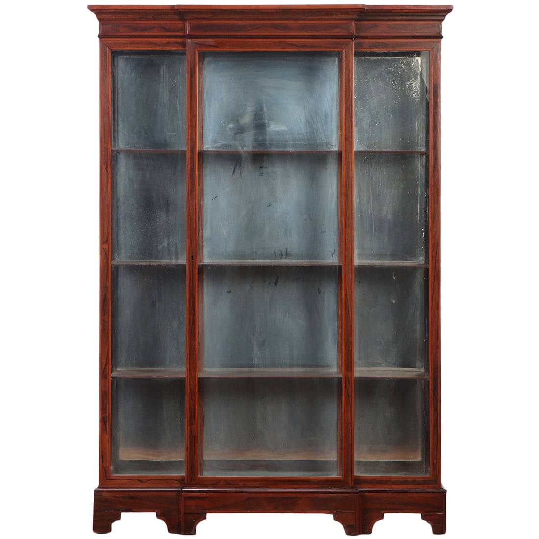 EDWARDIAN ROSEWOOD GLASS FRONT DISPLAY CASE C 1900 HAVING A SINGLE DOOR, MIRRORED BACK AND WOOD (1 of 9)