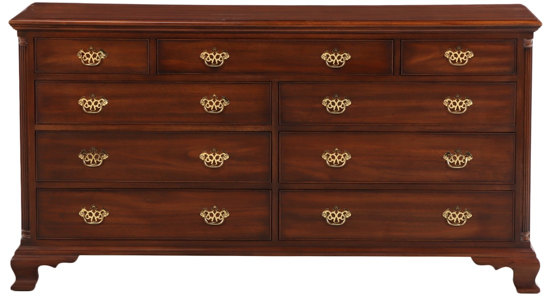 MAHOGANY DOUBLE DRESSER BY HENKEL HARRIS. (1 of 7)
