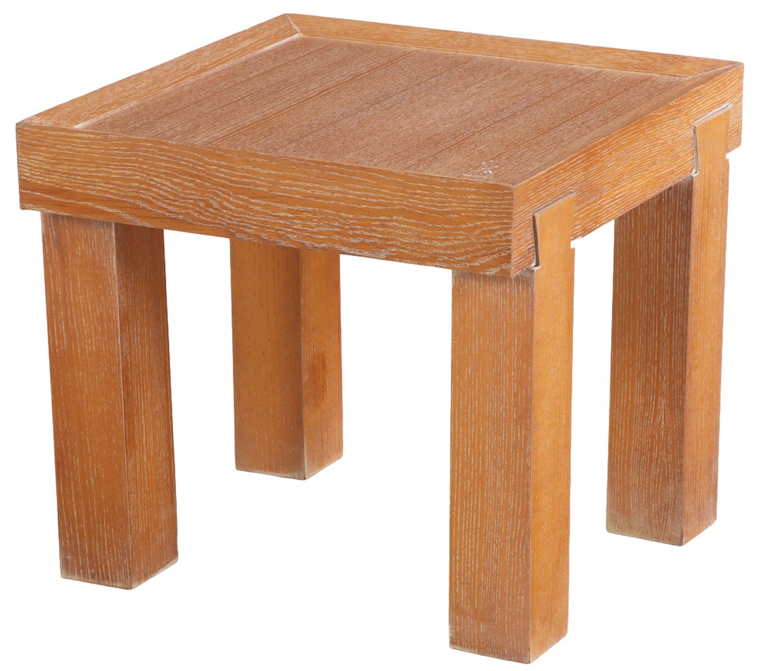 FRENCH CERUSED OAK OCCASIONAL TABLE C 1970.: French cerused oak occasional table C 1970. Ht: 17.5" Wd: 19.5" Dpth: 19.5"
