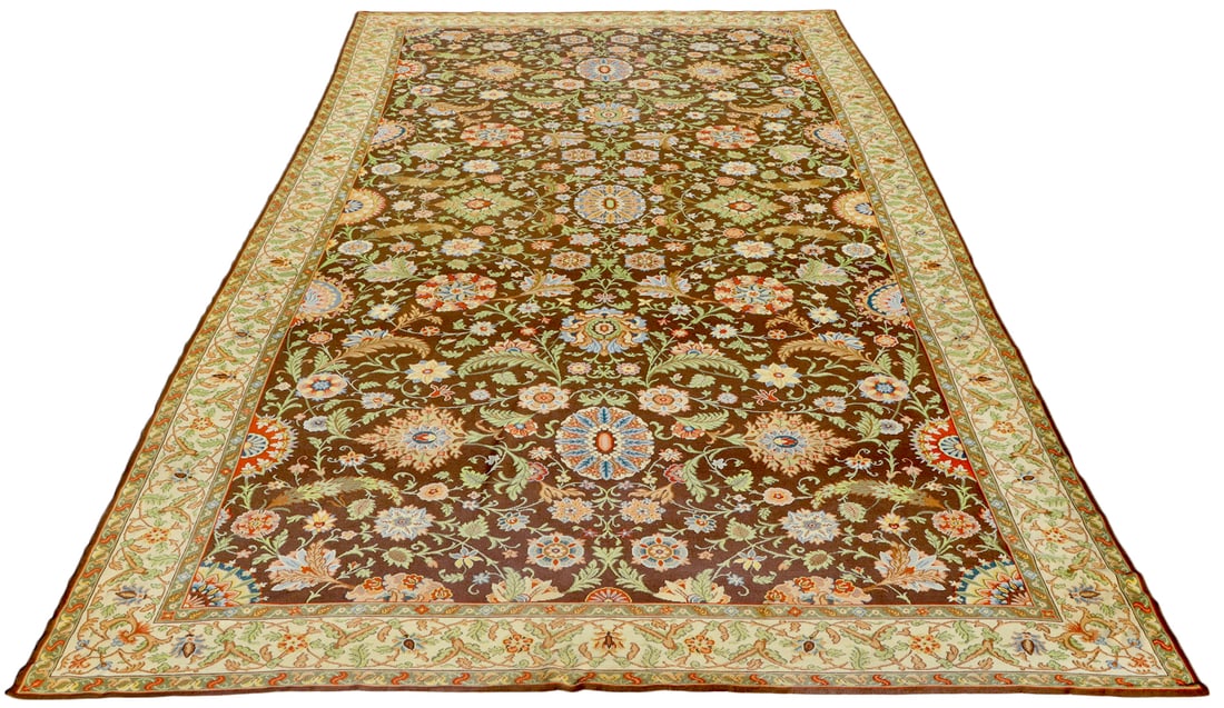 ONE OF THREE LARGE ORNATE FLORAL FLATWEAVE AREA RUGS 28' 5" X 13' 8" (1 of 5)