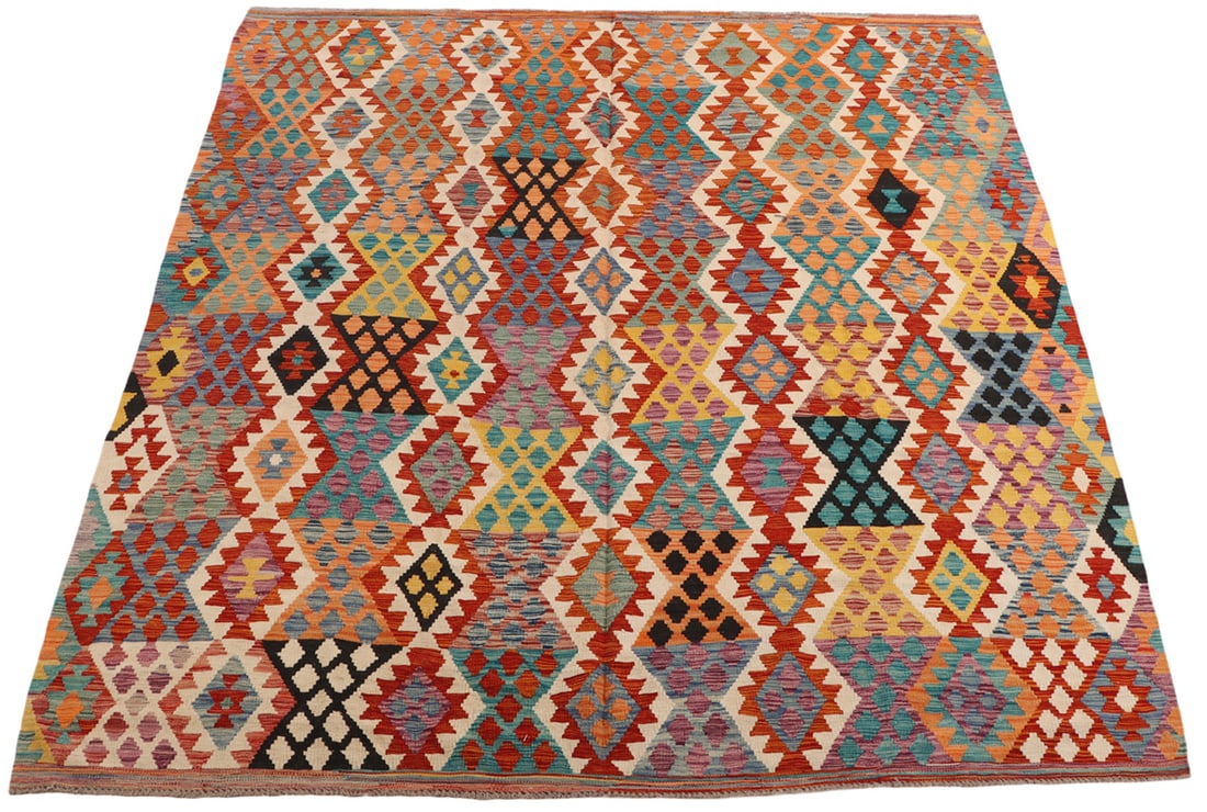 TURKISH KILIM RUG 9' 6" X 8' 3": Turkish Kilim Rug 9' 6" x 8' 3"