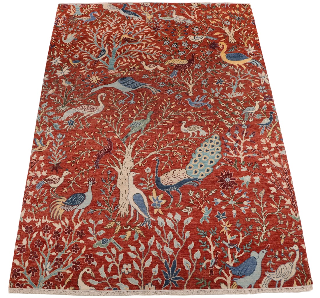 PESHAWAR BIRDS OF PARADISE RUG 8' 11" X 5' 11": Peshawar Birds of Paradise Rug 8' 11" x 5' 11"