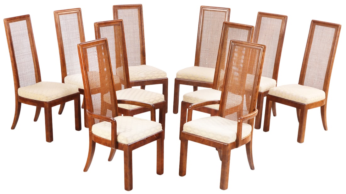 EIGHT ( TEN) AMERICAN OF MARTINSVILLE CANE BACK DINING CHAIRS C 1965. THERE ARE TEN CHAIRS BUT TWO (1 of 13)