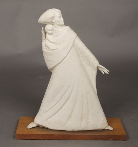 CYBIS PORCELAIN MOTHER AND CHILD: A fine porcelain mother and child by Cybis Porcelain Company, marked #50S, circa 1960's. Ht: 19" Width: 16" Depth: 5.5"