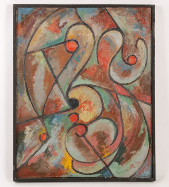 KARL KNATHS SIGNED ABSTRACT OIL ON CANVAS: Karl Knaths (Massachusetts/Wisconsin, 1891-1971) Abstract oil on canvas, signed lower right Karl Knaths. Ht: 31" Width: 25" (framed size)