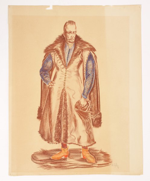 BOLESLAW CYBIS "CZAR" OIL/PASTEL ON PAPER SIGNED: Boleslaw Cybis (Polish,1895-1957) "Czar" Oil and pastel on paper, signed lower right in pencil B.Cybis, 1939, unframed. Ht: 23" Width: 18"