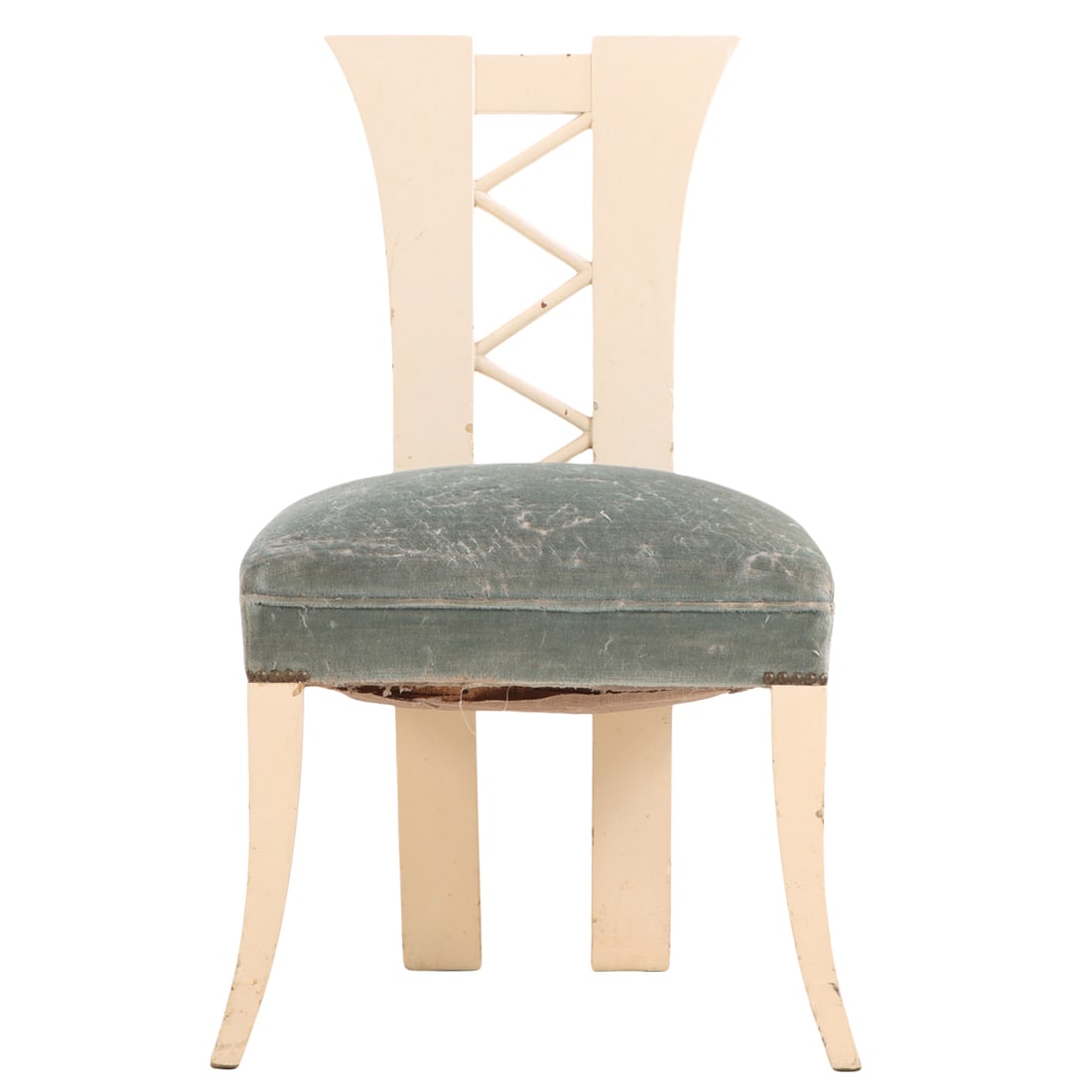 PAINTED FRENCH BOUDOIR OR SIDE CHAIR C 1945: Painted French boudoir or side chair C 1945 Ht: 31.5" Wd: 18" Dpth: 20" Seat: 18"
