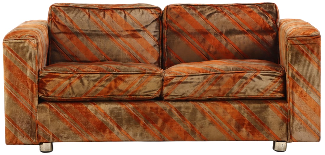 ITALIAN TWO SEAT LOVE SEAT C 1975 WITH ORIGINAL FABRIC. (1 of 5)
