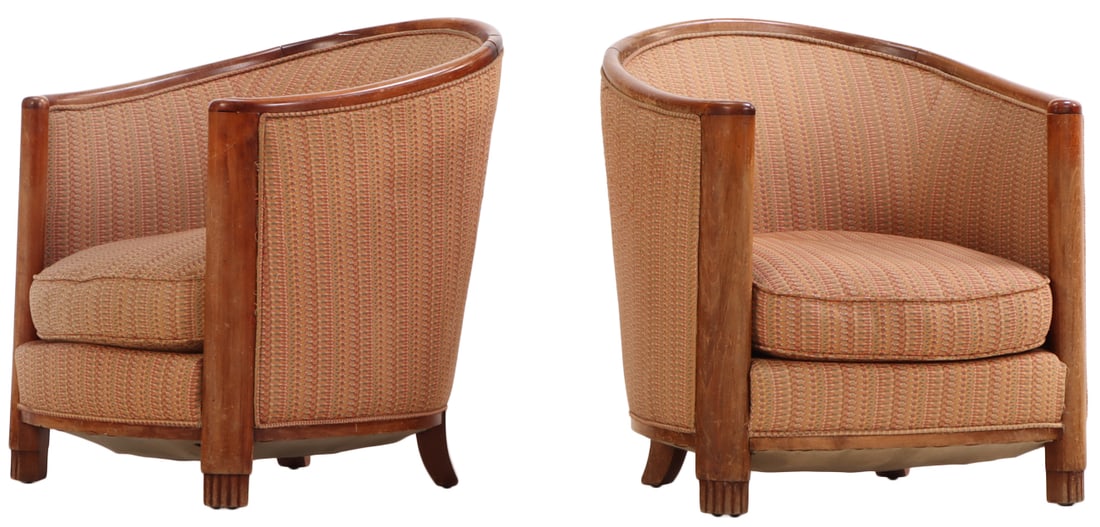PAIR OF FRENCH ART DECO TUB CHAIRS C 1935. (1 of 7)