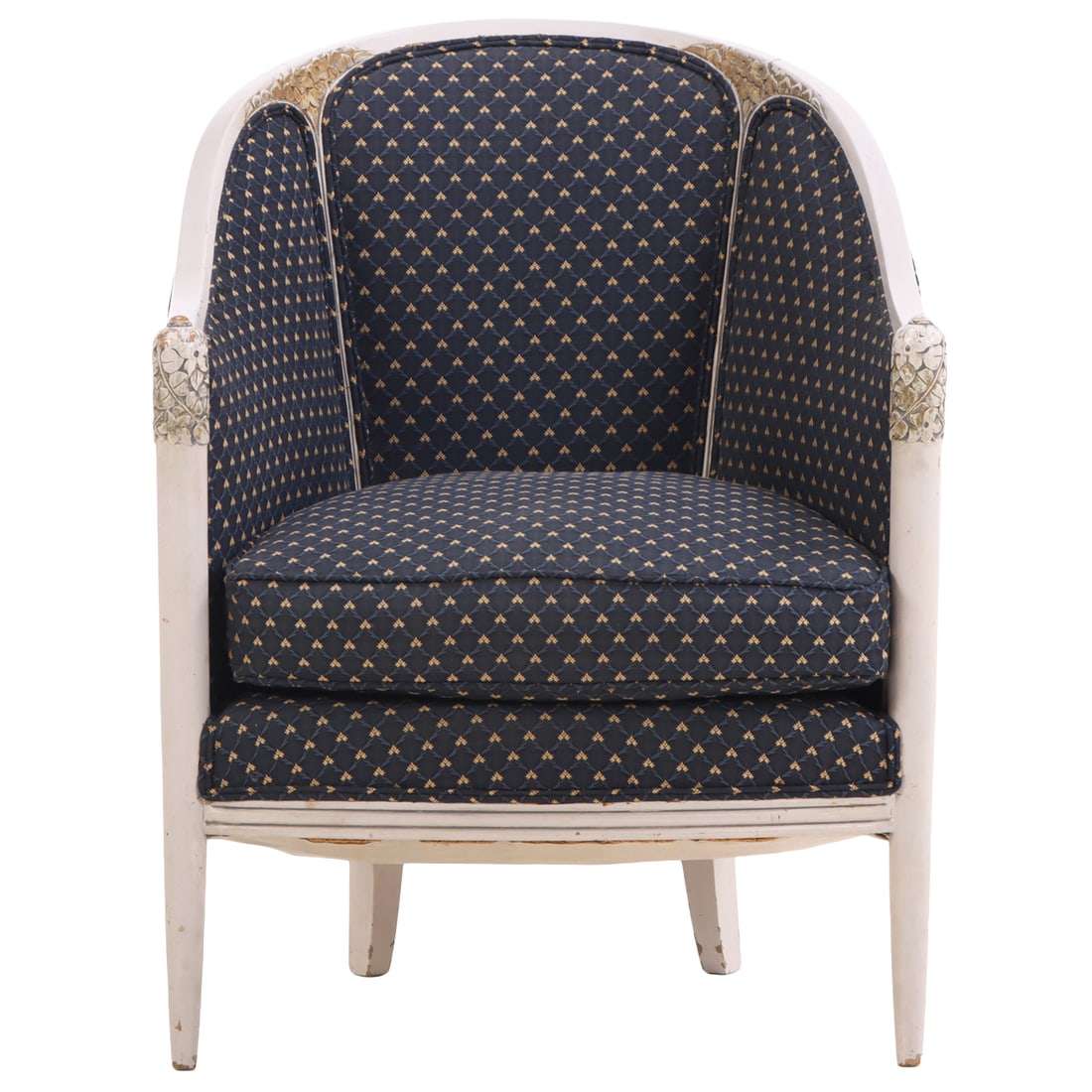 FRENCH ART DECO PAINTED AND CARVED LOUNGE CHAIR ATTRIBUTED TO PAUL FOLLOT C 1930. (1 of 6)