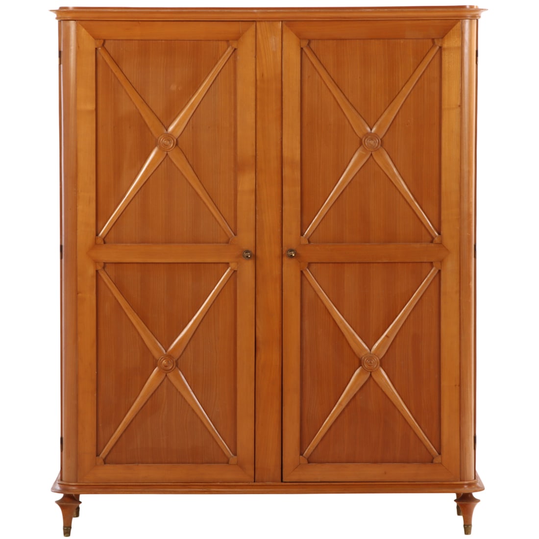 FRENCH CHERRY TWO DOOR X DESIGN CABINET IN THE MANNER OF ANDRE ARBUS WITH A SYCAMORE INTERIOR C (1 of 5)