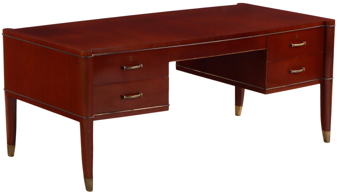 BELGIAN MAHOGANY ART DECO BRONZE MOUNTED "VOLTAIRE" PARTNERS DESK BY DE COENE FRERES C (1 of 7)
