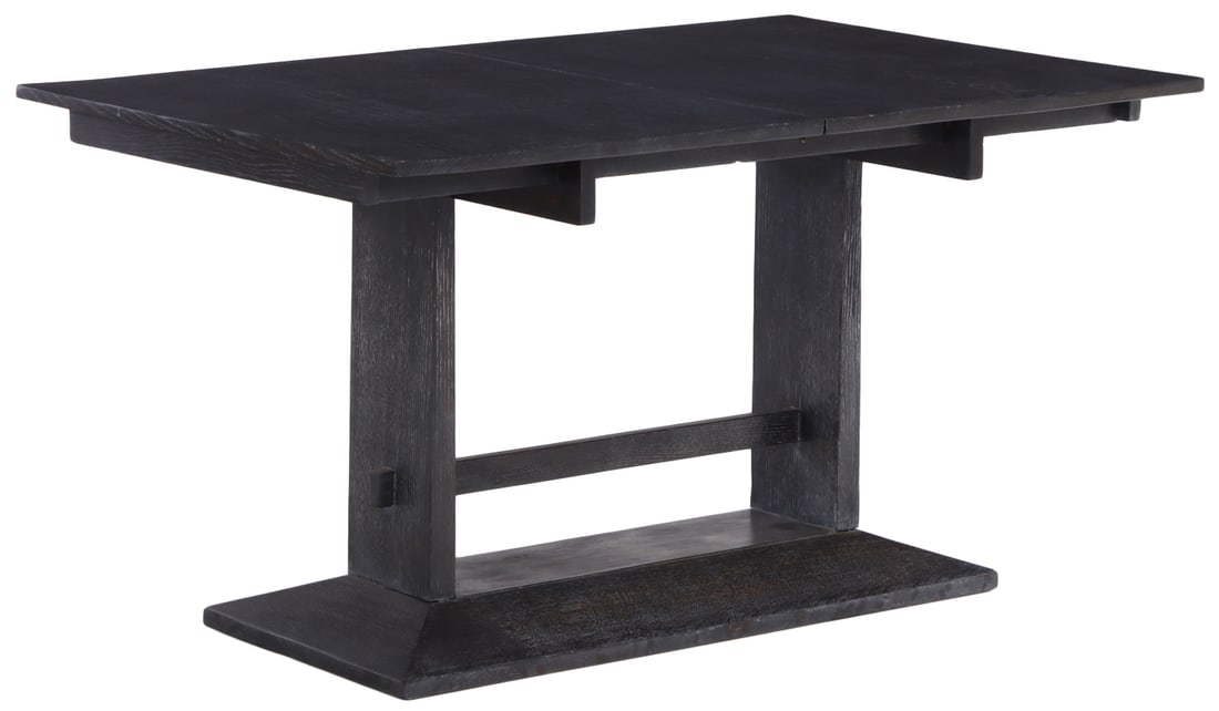 FRENCH DARK CERUSED OAK DINING TABLE STRETCHER BASE C 1950. (1 of 6)