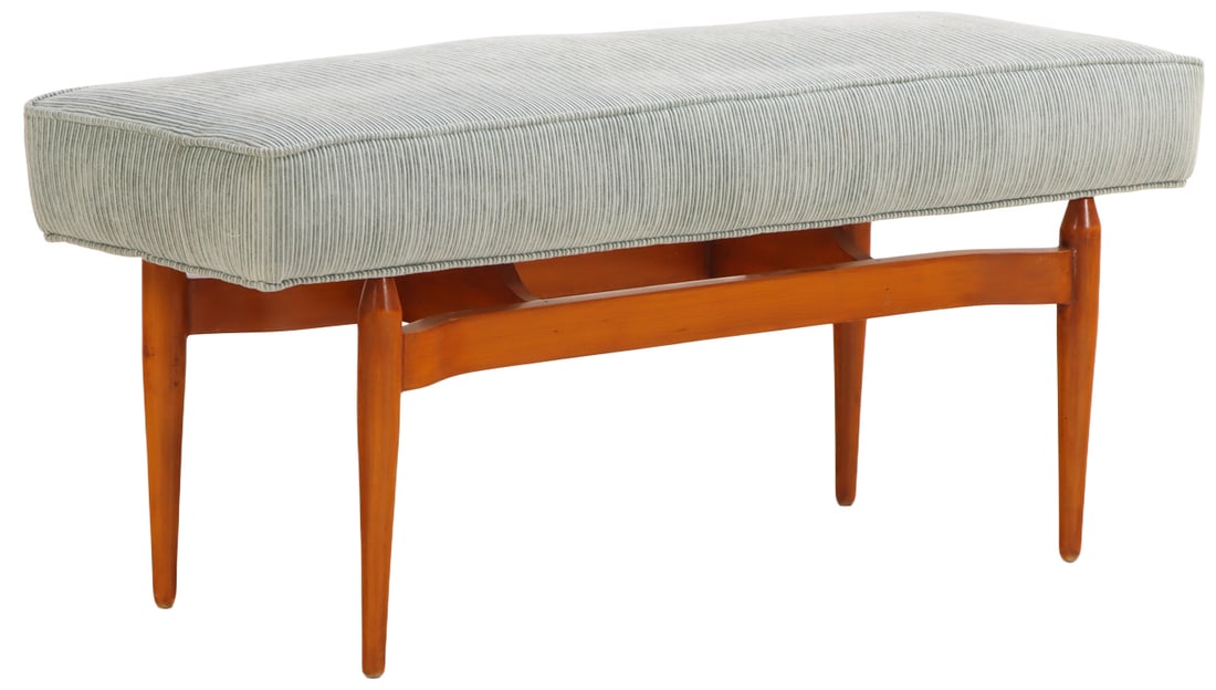 ITALIAN UPHOLSTERED BENCH WITH NEW FABRIC. (1 of 5)