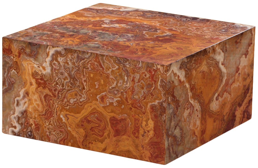 AN ONYX COFFEE TABLE RAISED ON HIDDEN FEET C 1980. (1 of 5)