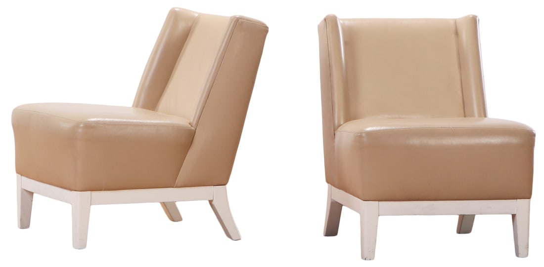 PAIR OF CHRISTIAN LIAIGRE STYLE LEATHER CHAIRS. (1 of 7)