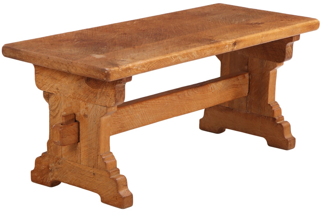 FRENCH BRUTALIST STYLE GOUGE CARVED OAK COFFEE TABLE C 1960. (1 of 5)