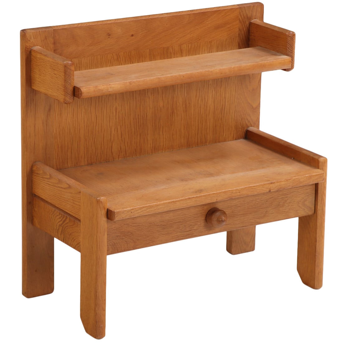FRENCH OAK NIGHT STAND HAVING A SINGLE DRAWER BY GUILLERME AND CHAMBRON C 1970. (1 of 4)