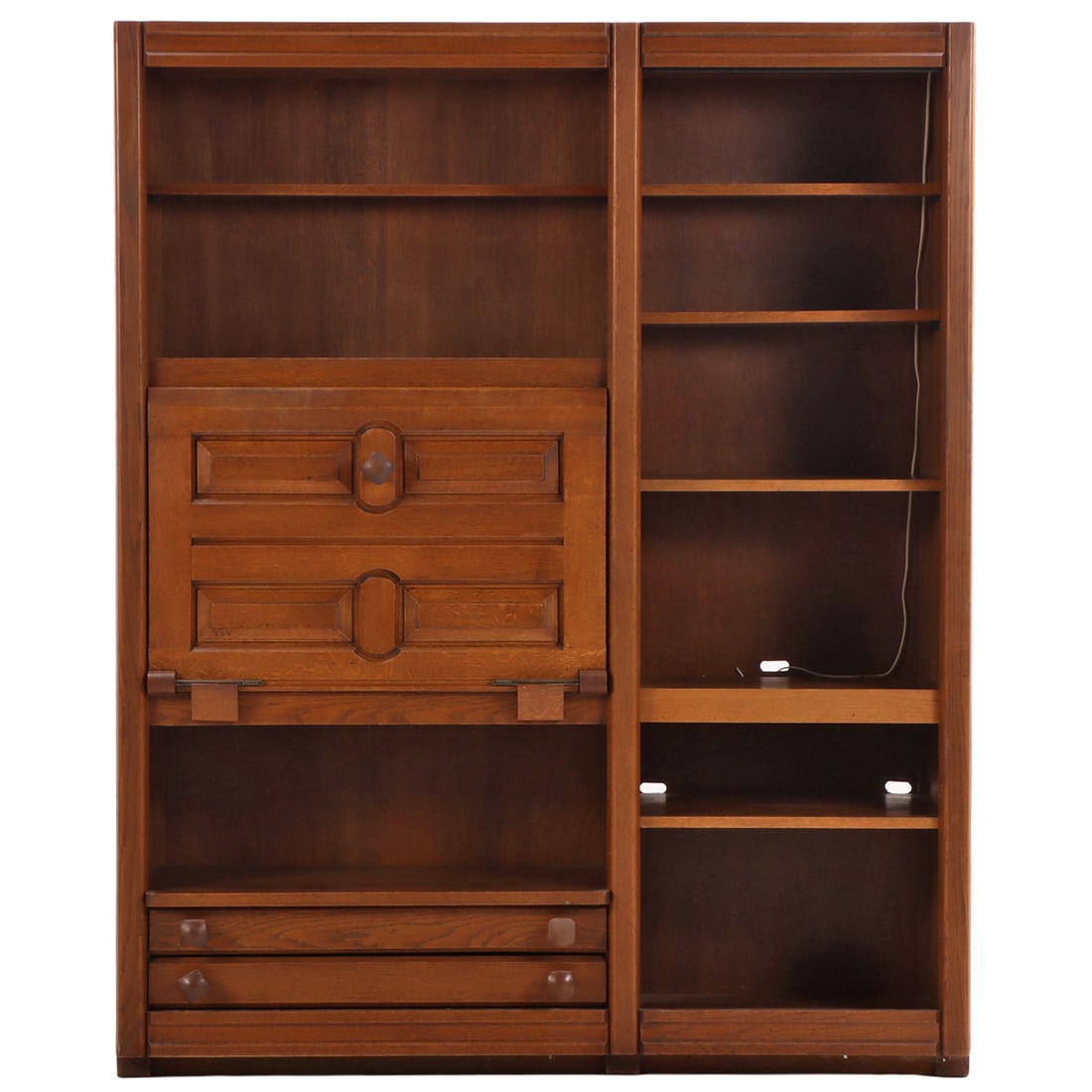 ONE PIECE FRENCH OAK BOOKCASE DESK COMBINATION BY GUILLERME AND CHAMBRON C 1975. (1 of 6)