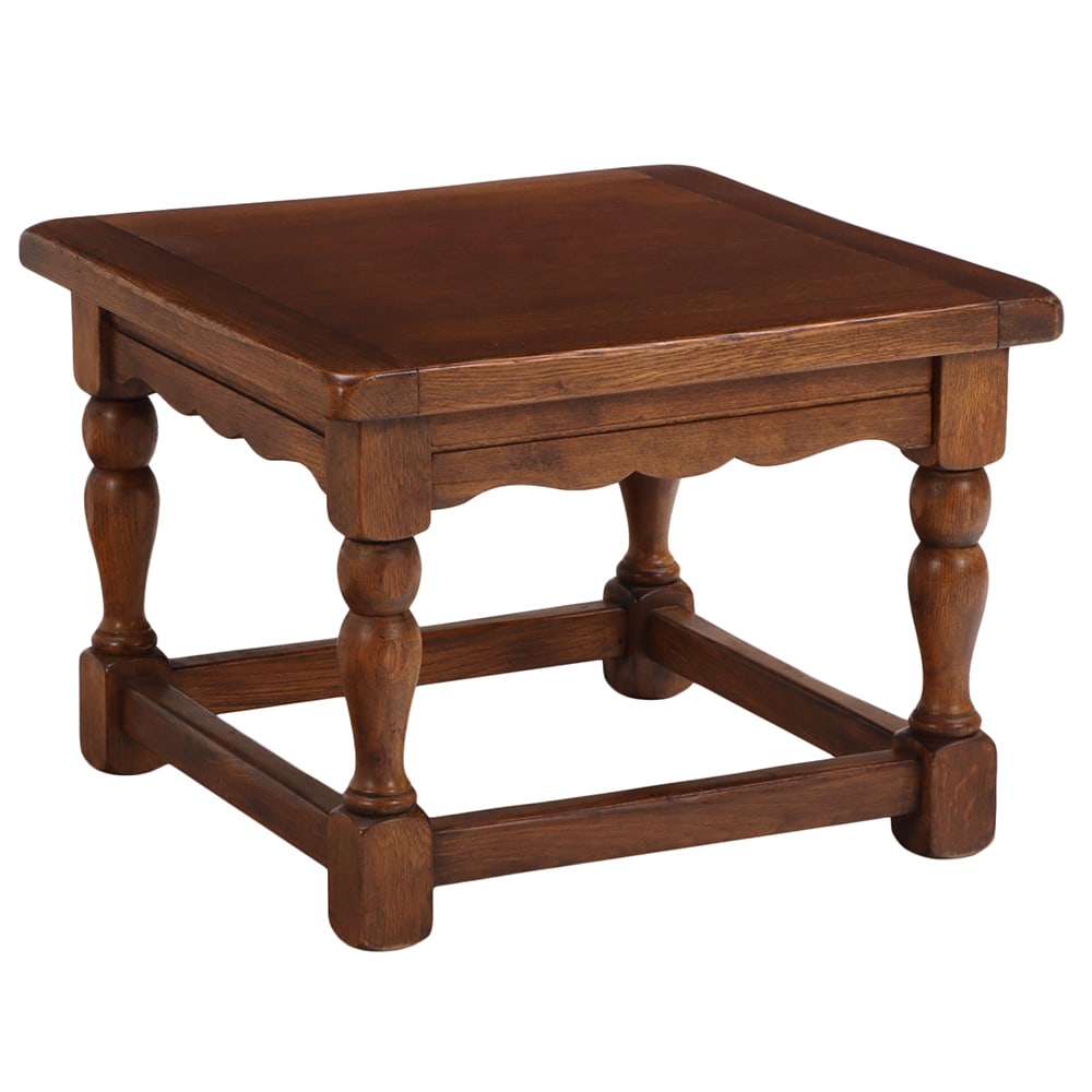 OAK SIDE TABLE WITH DRAWER, DUTCH, C 1940.: Oak Side Table with drawer, Dutch, C 1940. Ht: 21.75" Wd: 29.5" Dpth: 29.5"