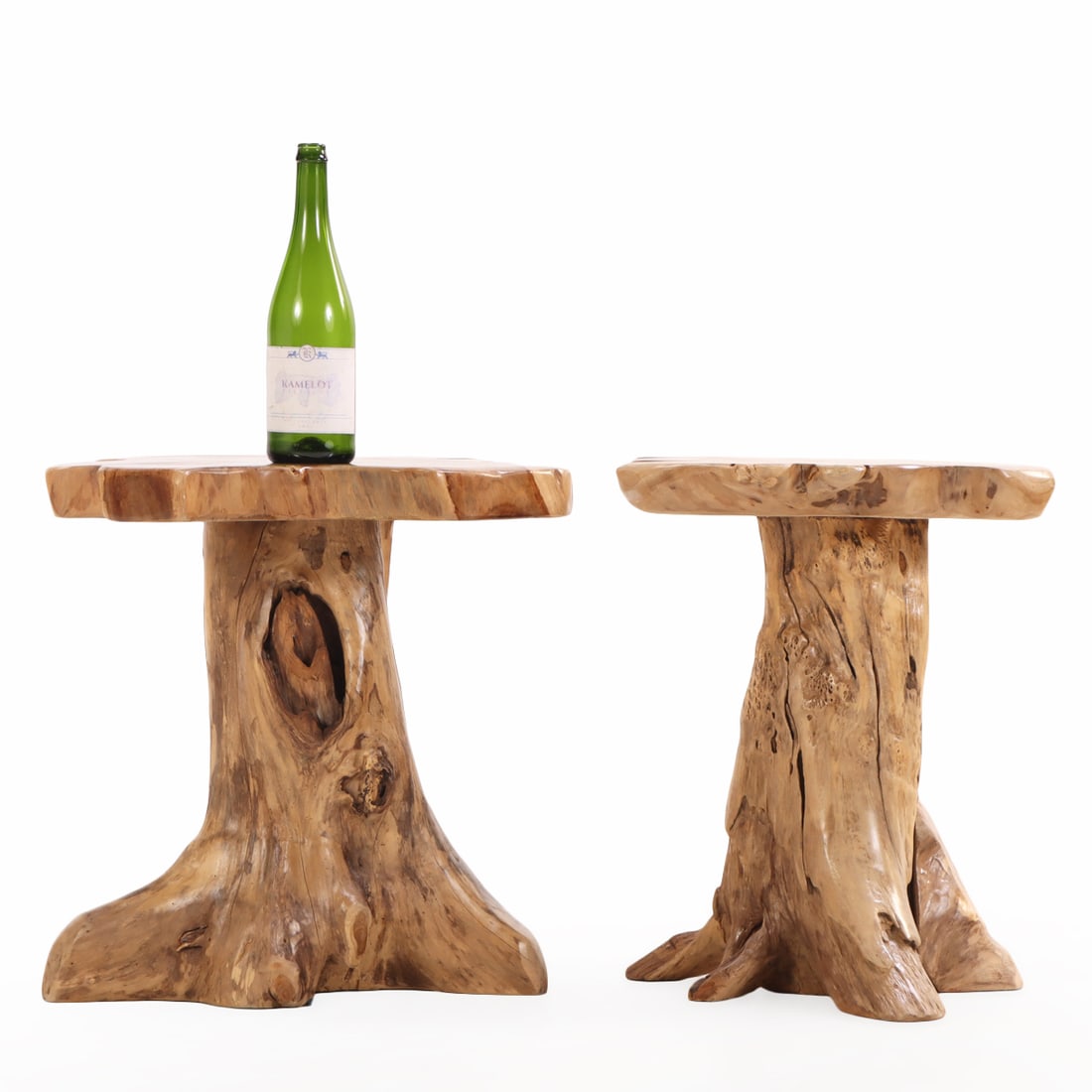PAIR LIVE EDGE ROOT END TABLES. - 4