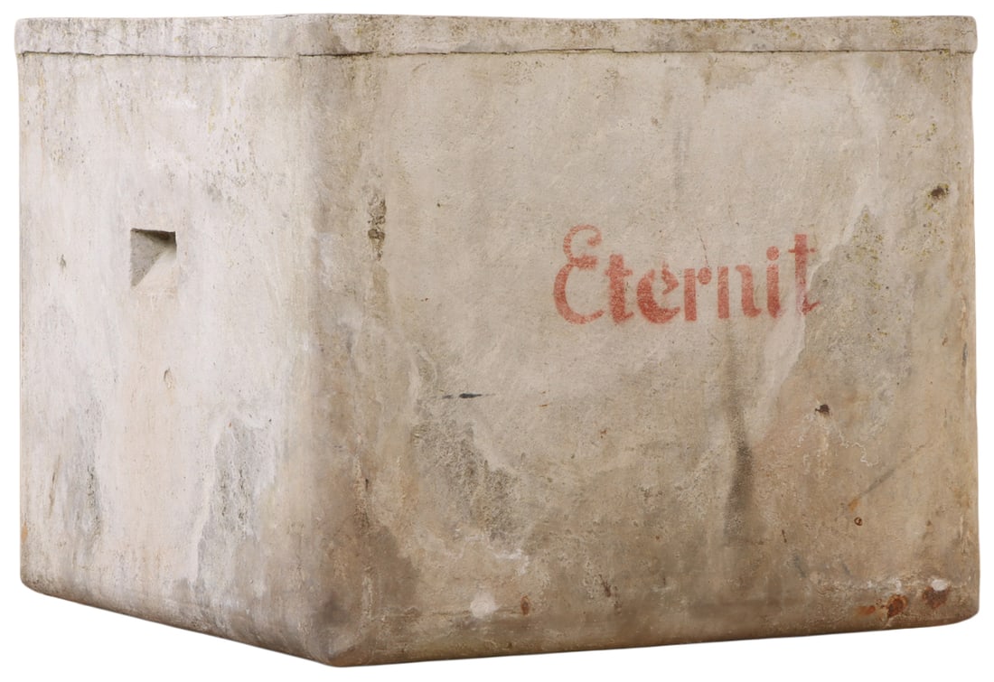 LARGE FRENCH MODERNIST CAST STONE PLANTERS DESIGNED BY WILLY GUHL C 1970. MARKED ETERNIT. (1 of 4)